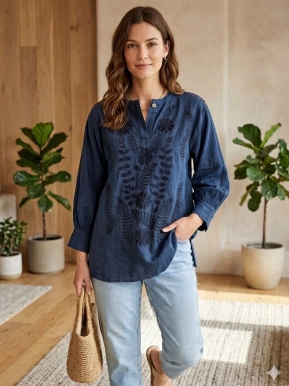Embroidered Tunic Style Top